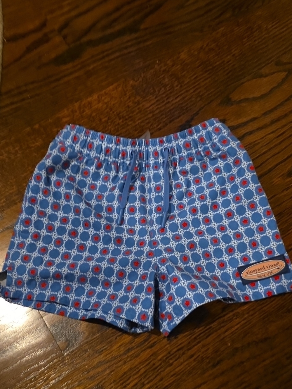 Vineyard Vines Blue Printed Women's Shorts with Red Accents